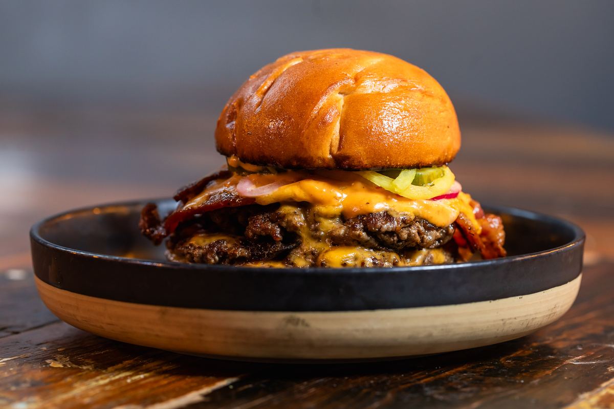 Loaded burger at Leadbelly's Bar & Kitchen, Canada Water, London